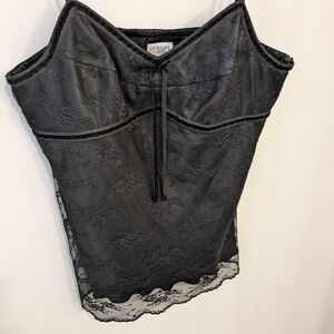 Vintage Y2K 90s Baby Doll Black Lace Whimsigoth Witchy Coquette Tank Top